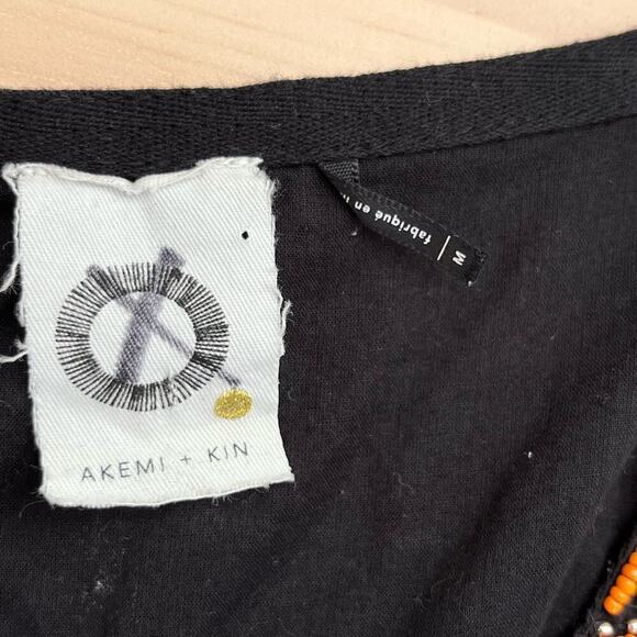 Anthropologie‎ Akemi + Kin Embellished Beaded & Embroidered Top in Black, Size M - Picture 4 of 9